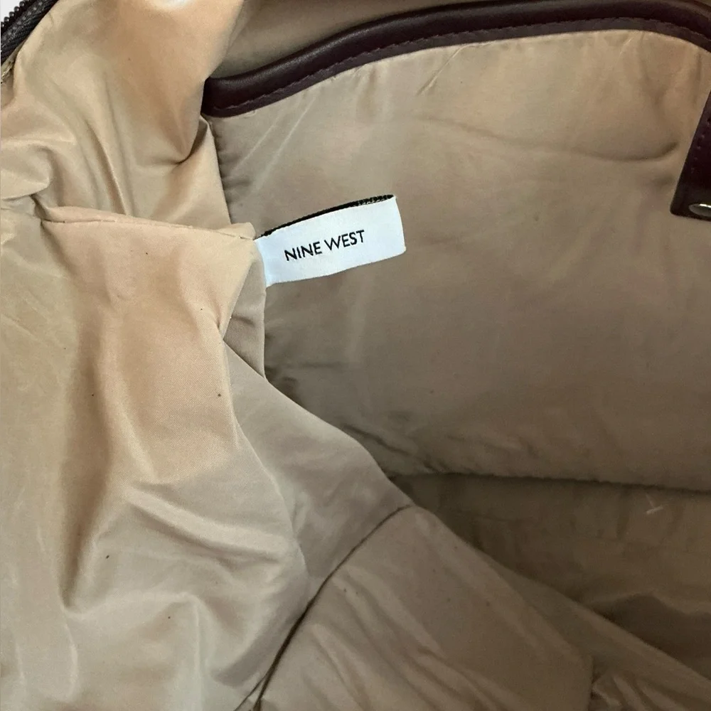 Nine West Dark Brown Mahogany Leather Tote Laptop